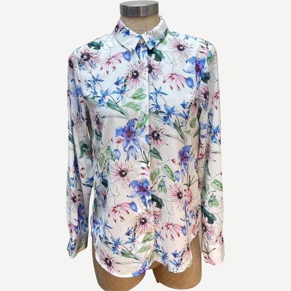 H&m Floral Button Up Blouse 4‎ - Picture 1 of 5